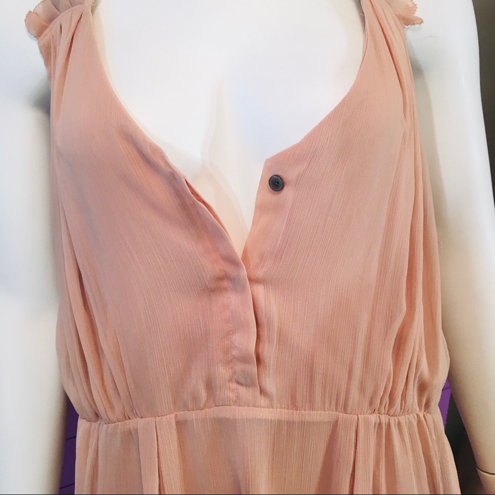 Vera Wang Ballet Pink Peach Chiffon Button Dress - Picture 9 of 11